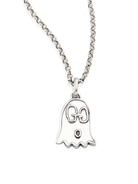 gucci ghost silver skull necklace|gucci ghost necklace in silver.